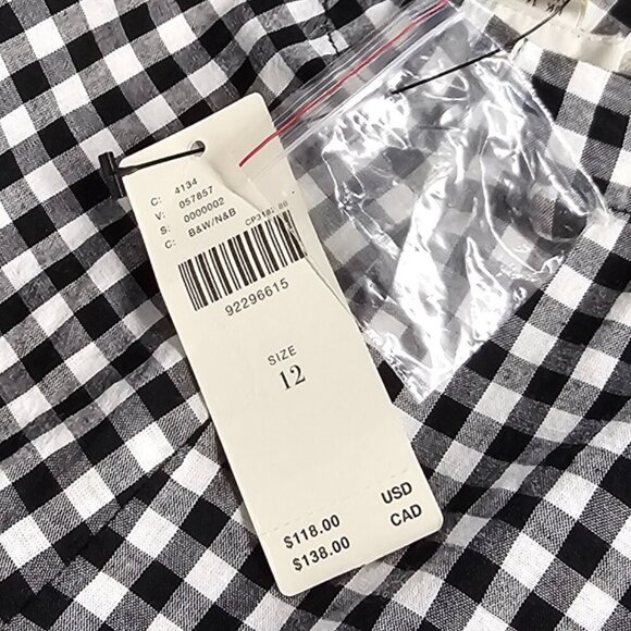 Anthropologie Maeve Halter Gingham Romper Size 12 Black White Sweetheart NWT - Picture 9 of 11